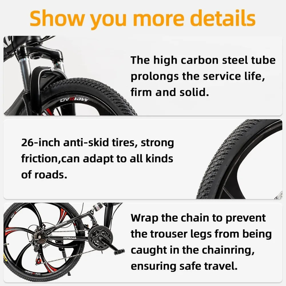 High-Carbon Steel Folding Bike with Dual Suspension