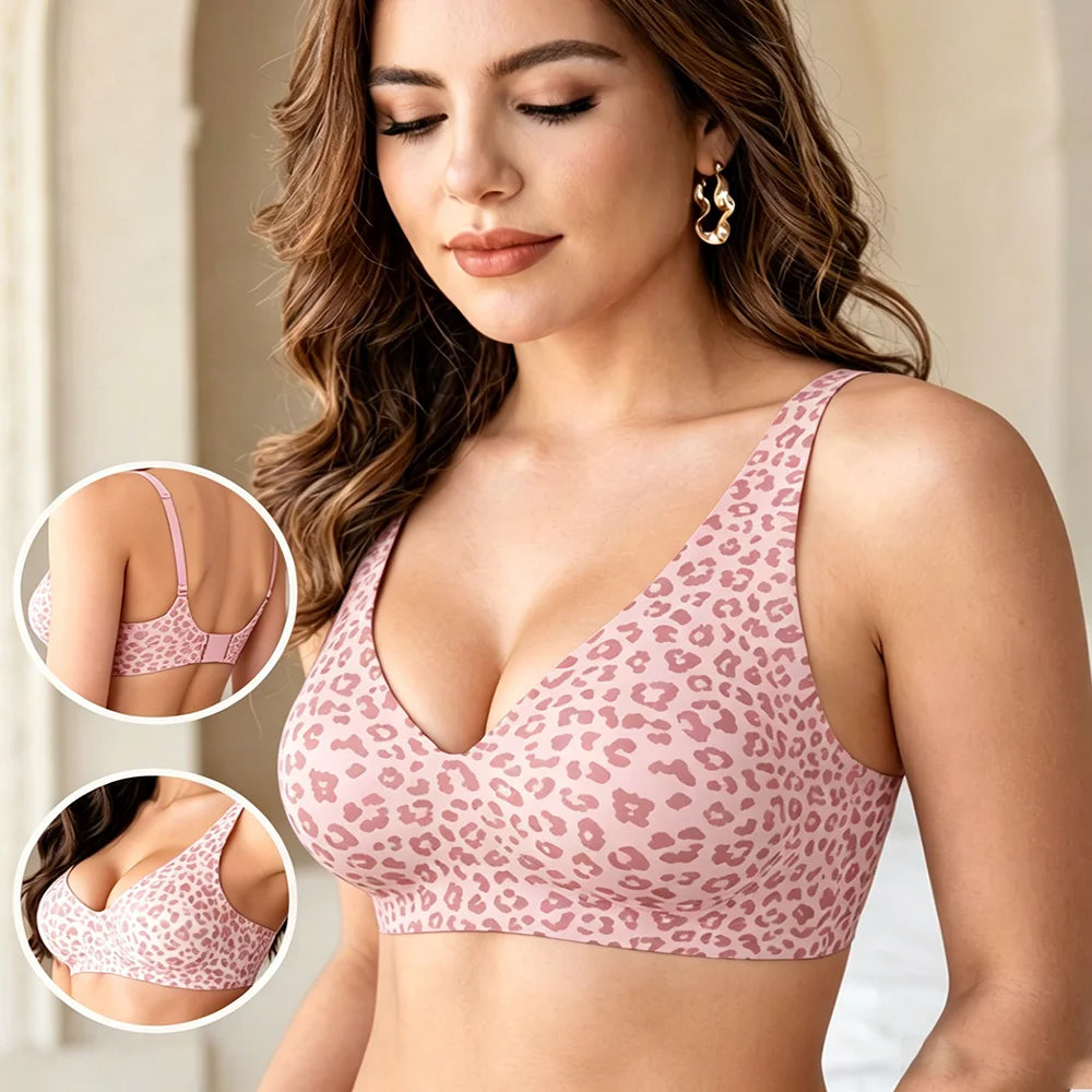 Women's Leopard Wireless Bralette: Full Coverage & Lift