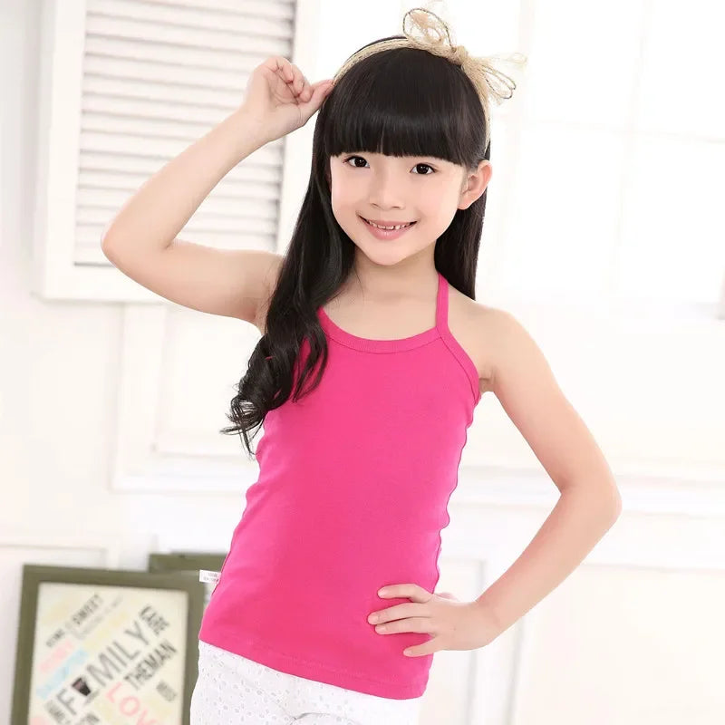 Kids Summer Sleeveless Outfit Solid Cotton Casual Vest