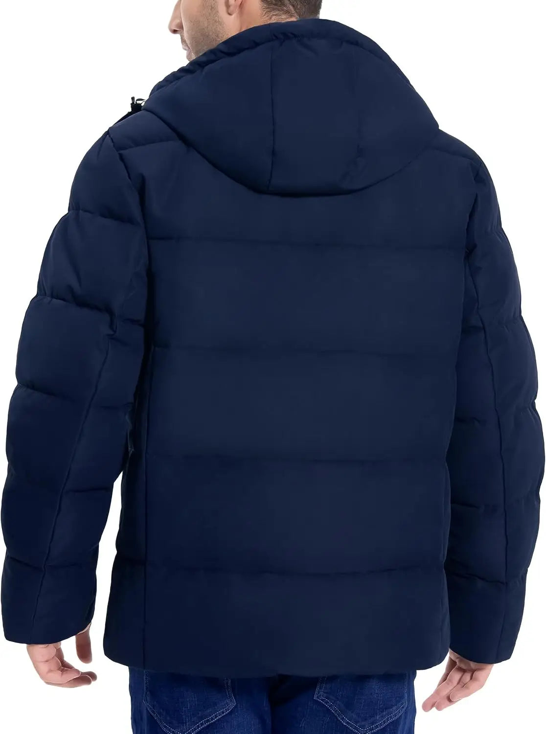 Men's Hooded Quilted Puffer Jacket with Snap Storm Flap