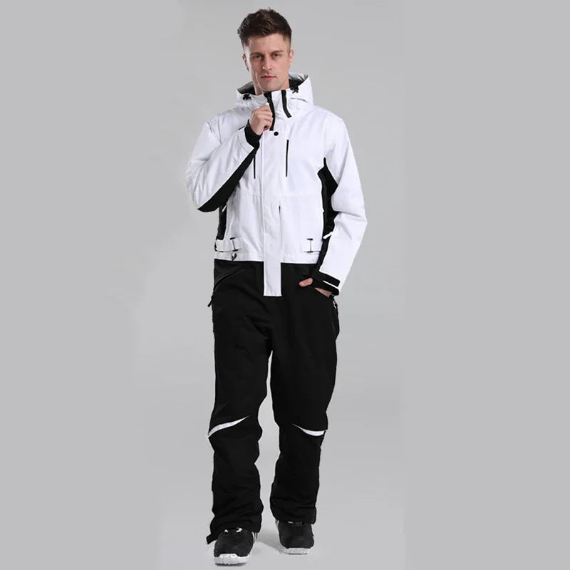 Waterproof One-Piece Snowsuit: Hooded Ski Jumpsuit for Snowboarding
