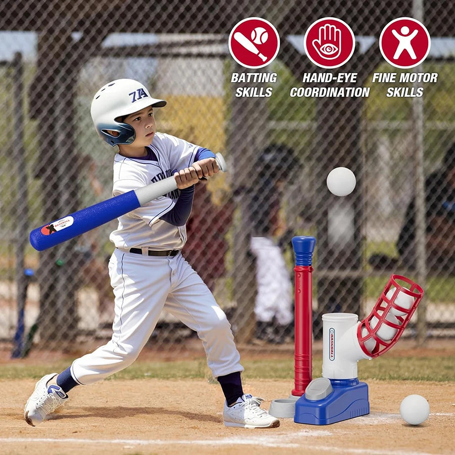 Baseball Set with Pitching Machine Outdoor Sports Toy