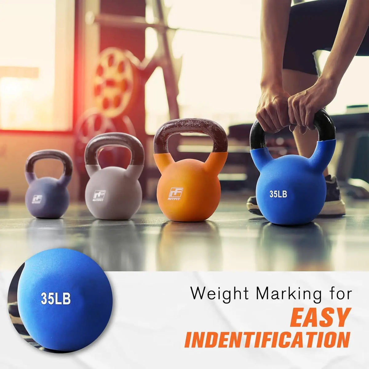 Neoprene Coated Kettlebell Set Solid Cast Iron Weights