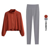 DRUR Women 2 Piece Yoga Sets Workout Outfits With Long Sleeve Zipper Sports Jacket And High Waist Leggings Suit Gym Streetwear 24 Hour Sport