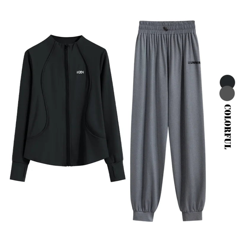 DRUR M-4XL Loose Fit Running Sets Women Quick Dry Sportswear Outfits 2 Piece Yoga Suit Gym Clothes Autumn Winter Tracksuit New 24 Hour Sport