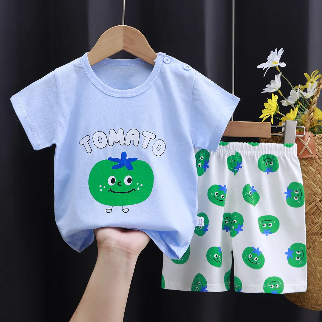 Kid's Summer Cotton Bear T-Shirt & Shorts 2-Piece Set