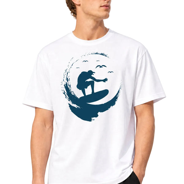 Men's Surf Print Loose Casual Beach Graphic T-Shirt