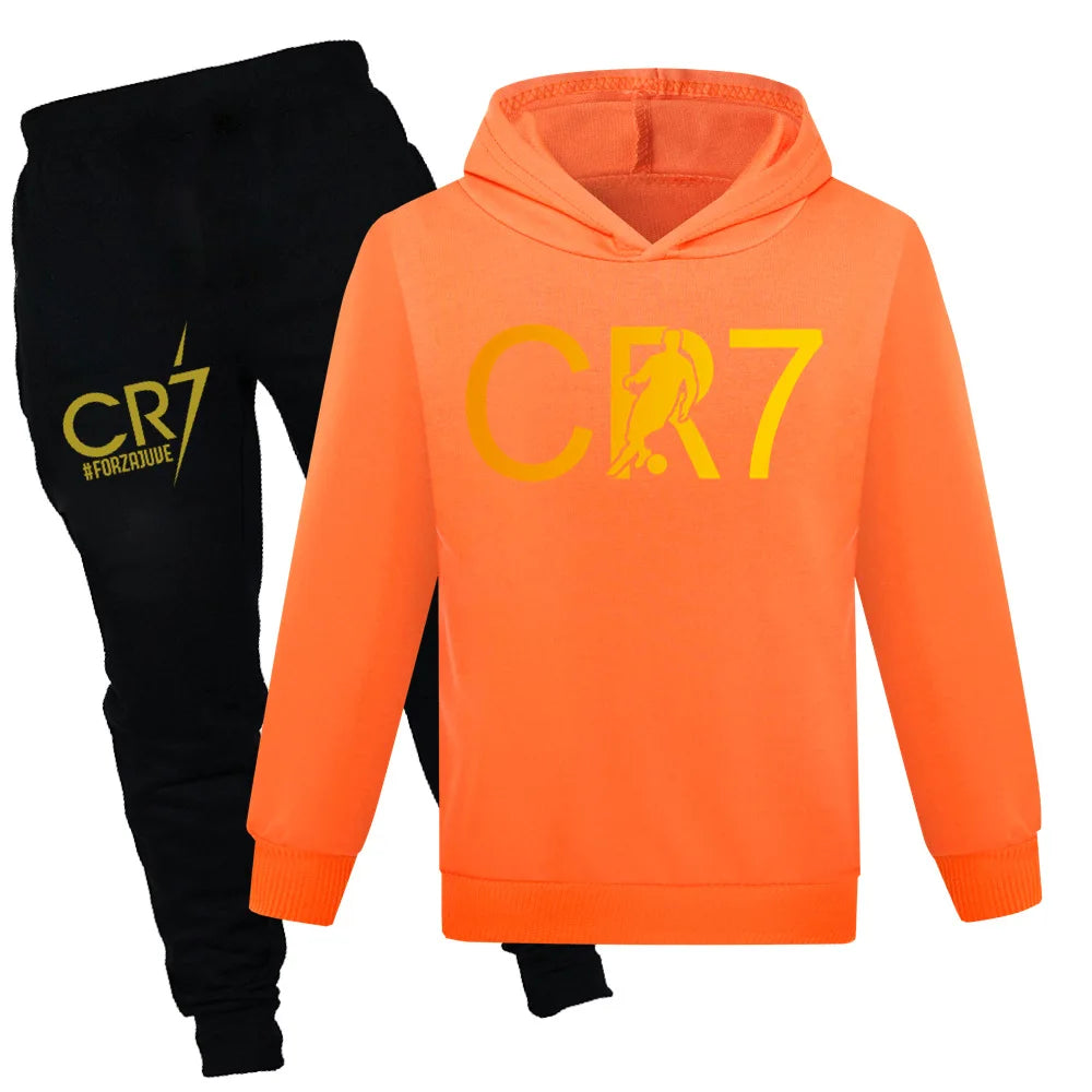 Kids CR7 Autumn Tracksuit Boys’ Football Hoodie & Joggers Set