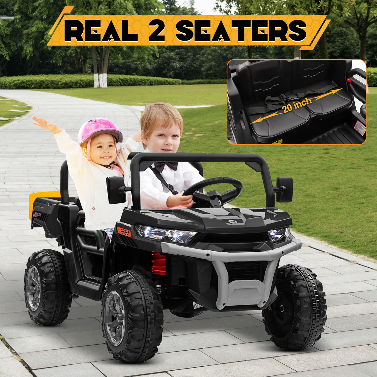 24V 2-Seater Kids Ride-On Dump Truck w/ Remote Control & UTV Style