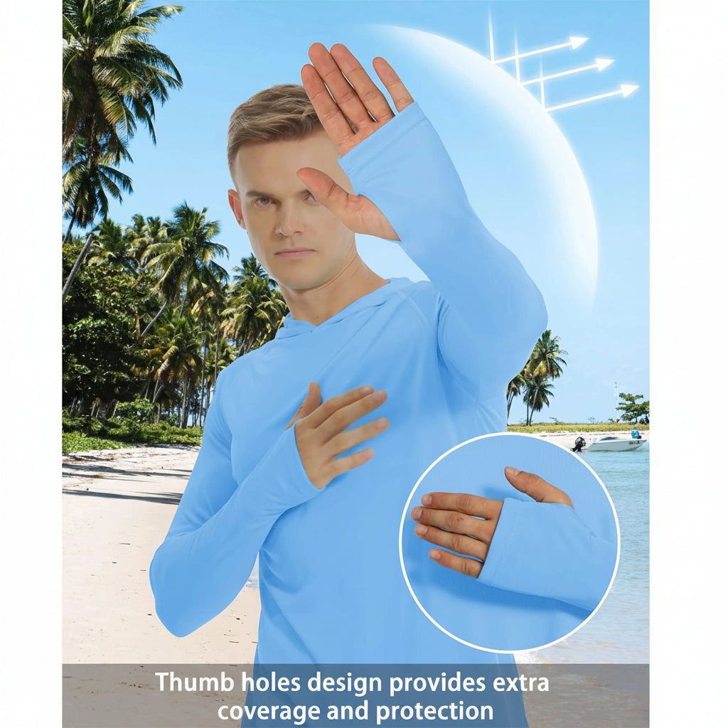 Men’s Long Sleeve Sun Protection Hoodie with UV-Proof