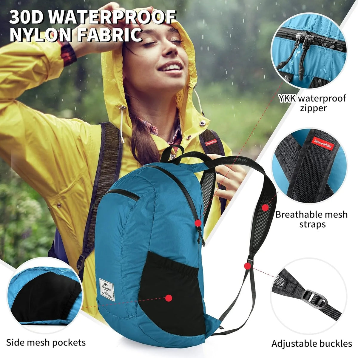 18L Foldable Nylon Daypack for Hiking & Travel