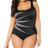 Plus Size Sexy Striped One-Piece Swimsuit 5XL