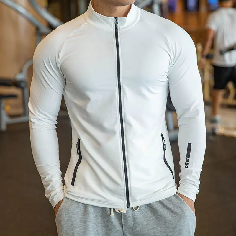 Men's Long Sleeve Workout Jacket with Zipper