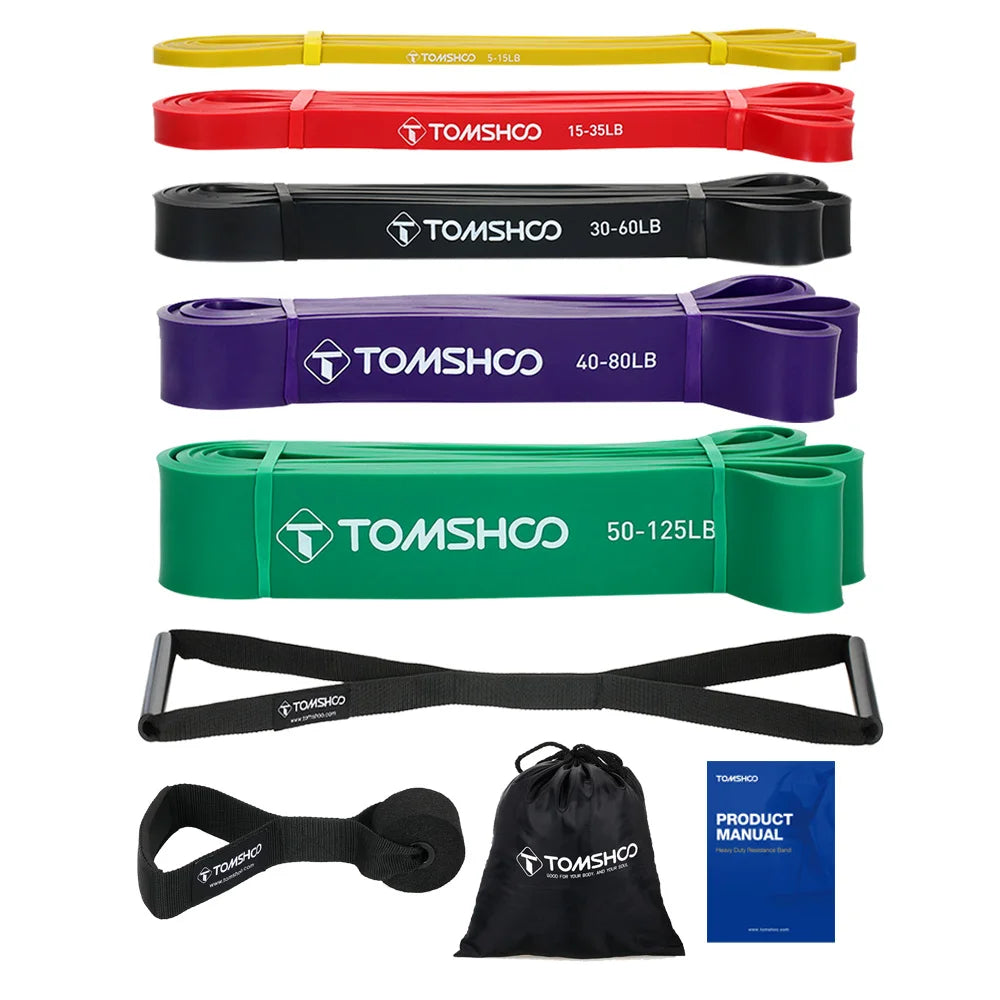 5-Piece Resistance Loop Band Set with Handles & Door Anchor