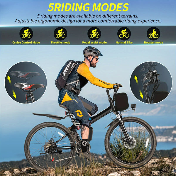 Adult Folding E-Bike: Cruise Control, Removable Battery