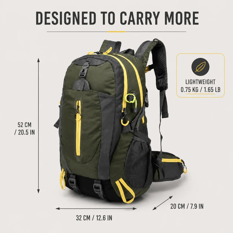 Nylon Hiking Backpack with Padded Straps & Waist Belt