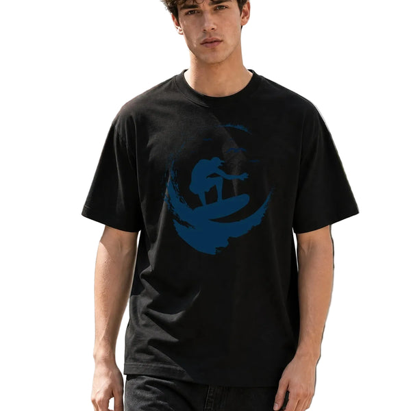 Men's Surf Print Loose Casual Beach Graphic T-Shirt