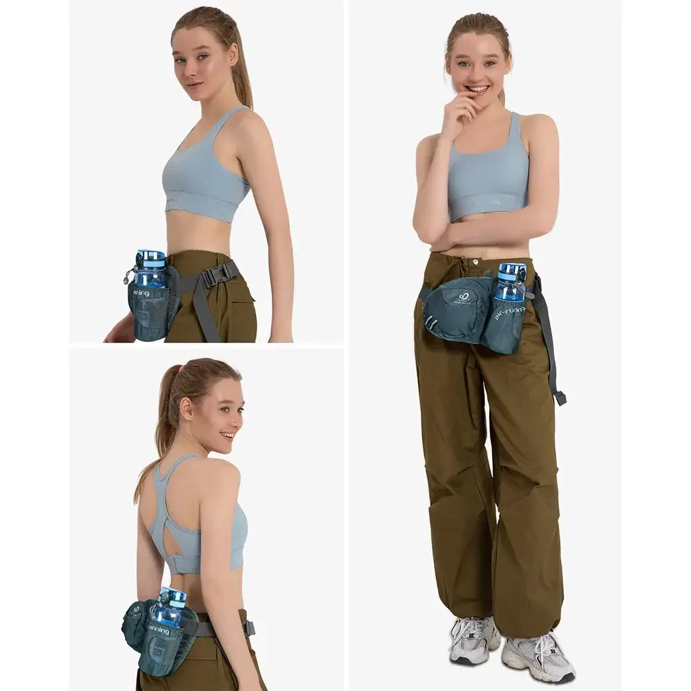 WATERFLY Fanny Pack Waist Bag For Women Men With Water Bottle Holder Hiking Belt Bum Bags For Running Walking DogWalking Travel