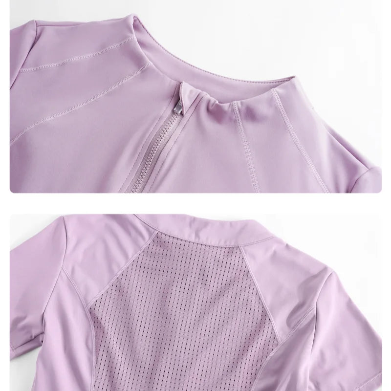 DRUR Short Sleeve Tracksuit Set for Women With Sport Jackets and Shorts with Pockets 2 Piece Running Gym Outfit Summer Yoga Suit 24 Hour Sport