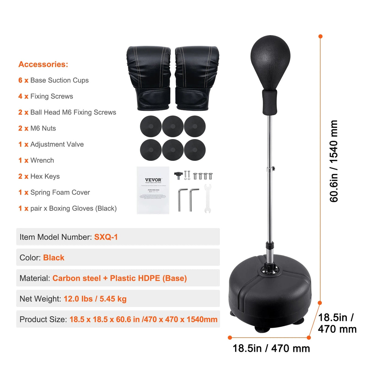 Height Adjustable Punching Bag Set for Kids & Adults