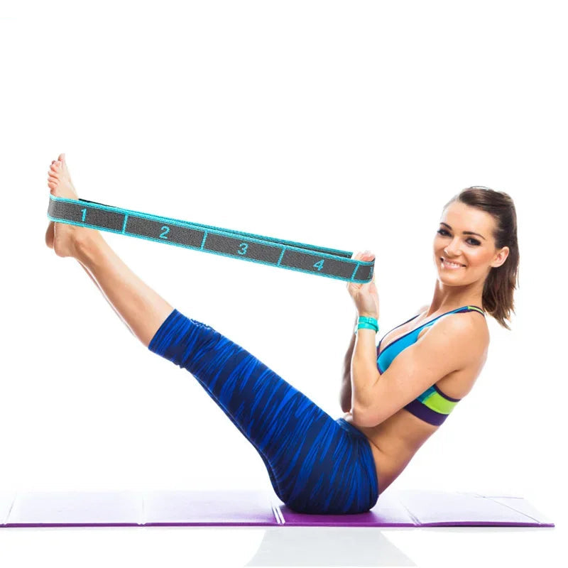 Elastic Yoga Stretching Strap with Loops for Pilates & Dance