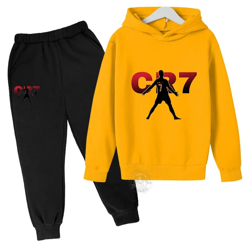 Kids CR7 Football Sportswear: Hoodies & Sweatpants Set