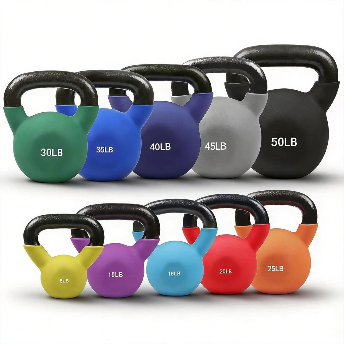 Neoprene Coated Kettlebell Set Solid Cast Iron Weights
