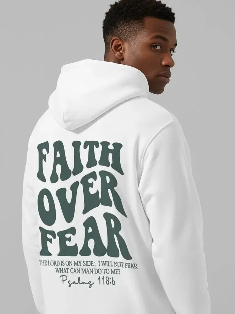 Men's Faith Over Fear Back-Print Pullover Hoodie