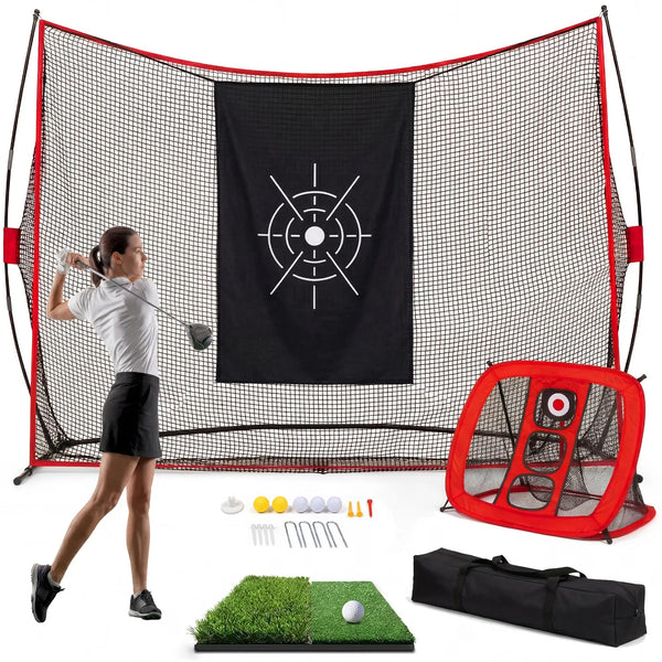 Backyard Golf Hitting Net & Practice Mat Bundle