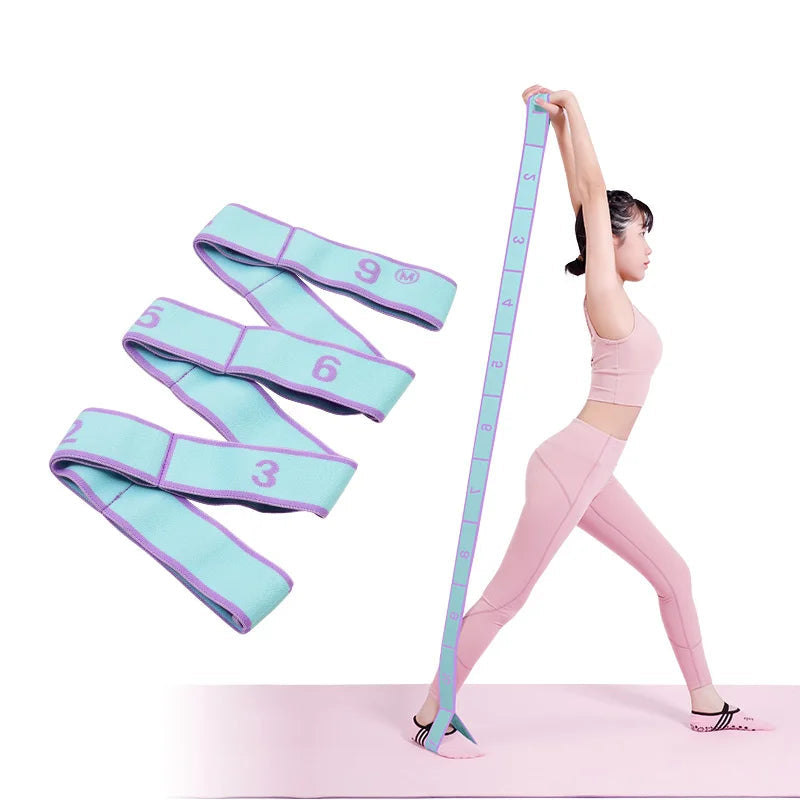 Elastic Yoga Stretching Strap with Loops for Pilates & Dance