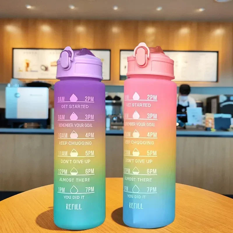 900ML Plastic Water Bottle for Adults, with Time Marker