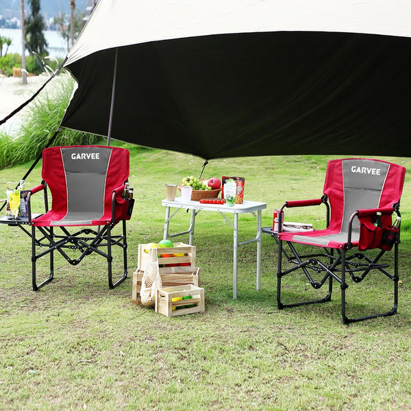 Heavy-Duty Portable Oversized Lawn Chair with Side Table & Cup Holder