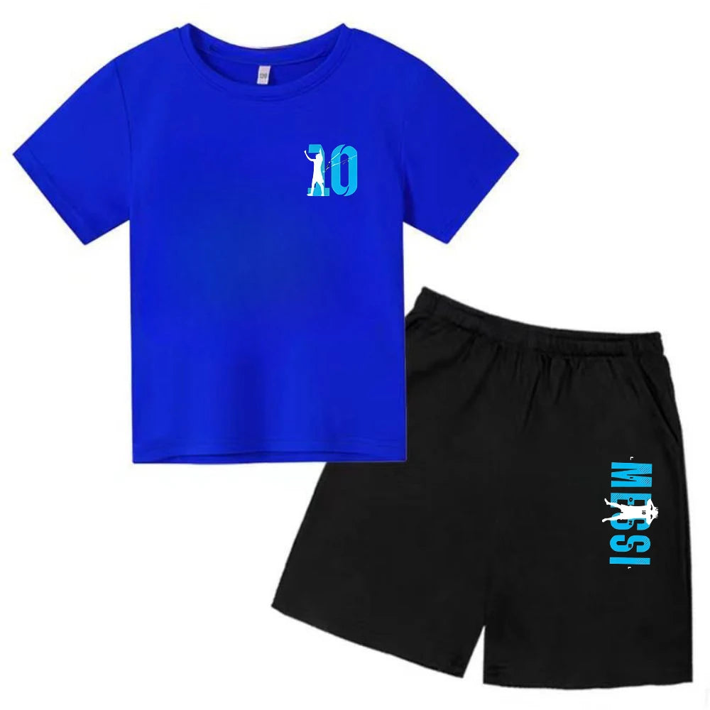 Kids' Messi Print Summer Set: Sporty T-Shirt & Shorts