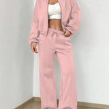 Ladies Polyester Suit Set: Slimming Two-Piece with Long Pants & Jacket 24 Hour Sport