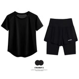 DRUR Summer Running Set Loose Breathable Quick Dry Sweat Suit Women Gym Workout Outfit 2 Piece Sportswear Tracksuit  Activewear 24 Hour Sport