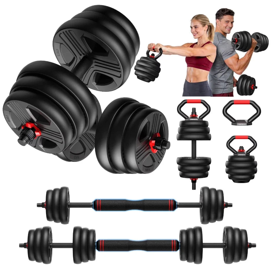 5-in-1 Adjustable Free Weights Set: Dumbbell & Kettlebell