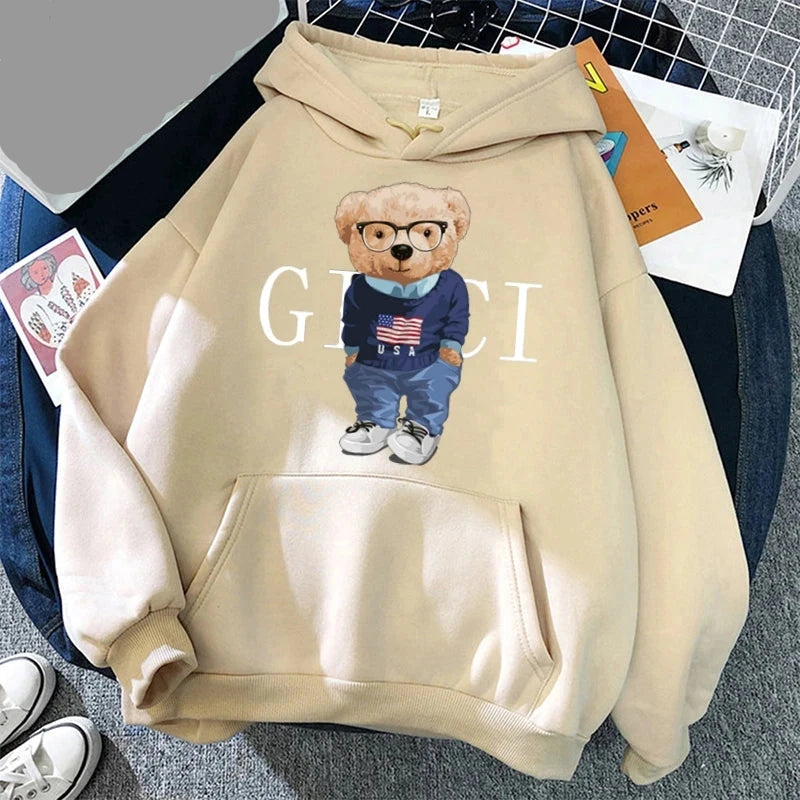 Women's  Hoodies Bear Print Casual Loose Fit