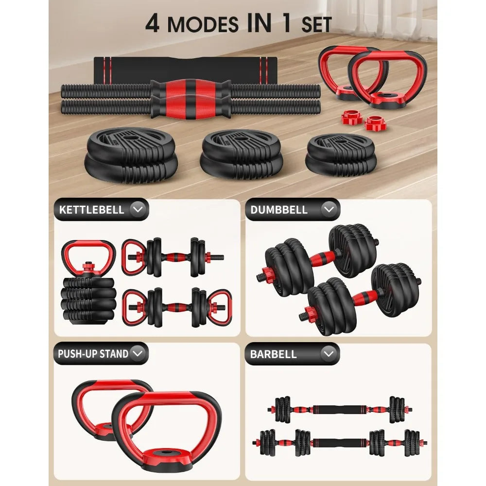 Space-Saving Adjustable Dumbbell Set (20-90lbs)