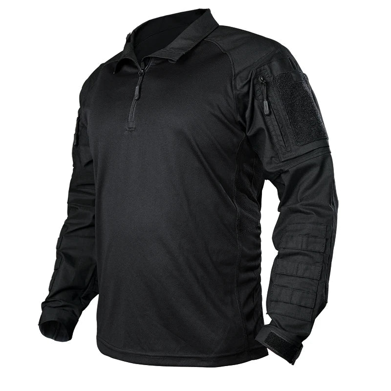 Tactical Combat Shirt with Elbow Pads & Stretch Breathability