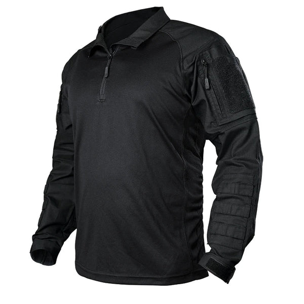 Tactical Combat Shirt with Elbow Pads & Stretch Breathability