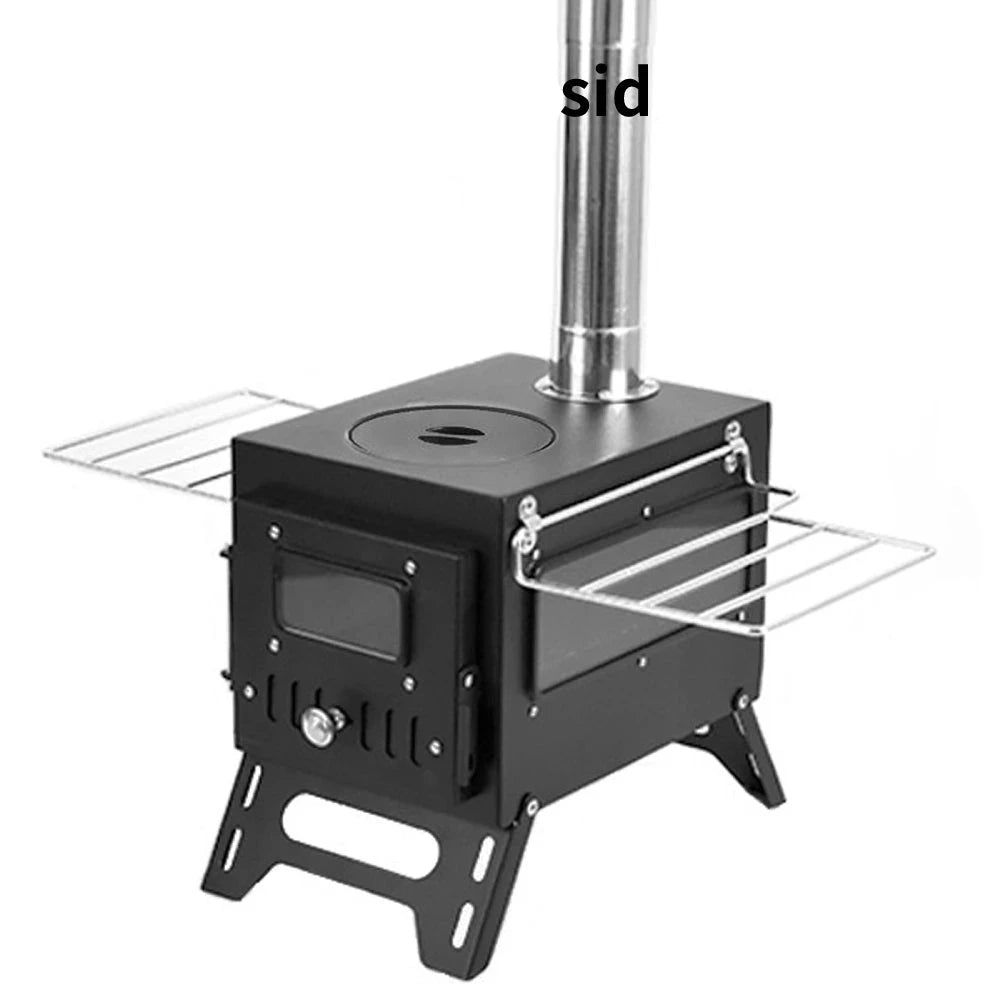 Stainless Steel Wood-Burning Camp Stove with Fire Window