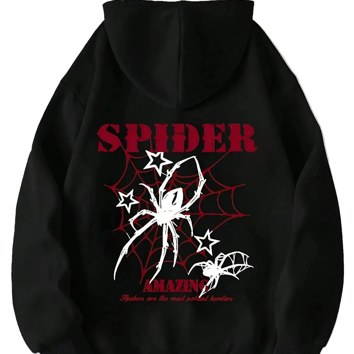 Men's Gothic Bat & Spiderweb Hoodie With Pockets