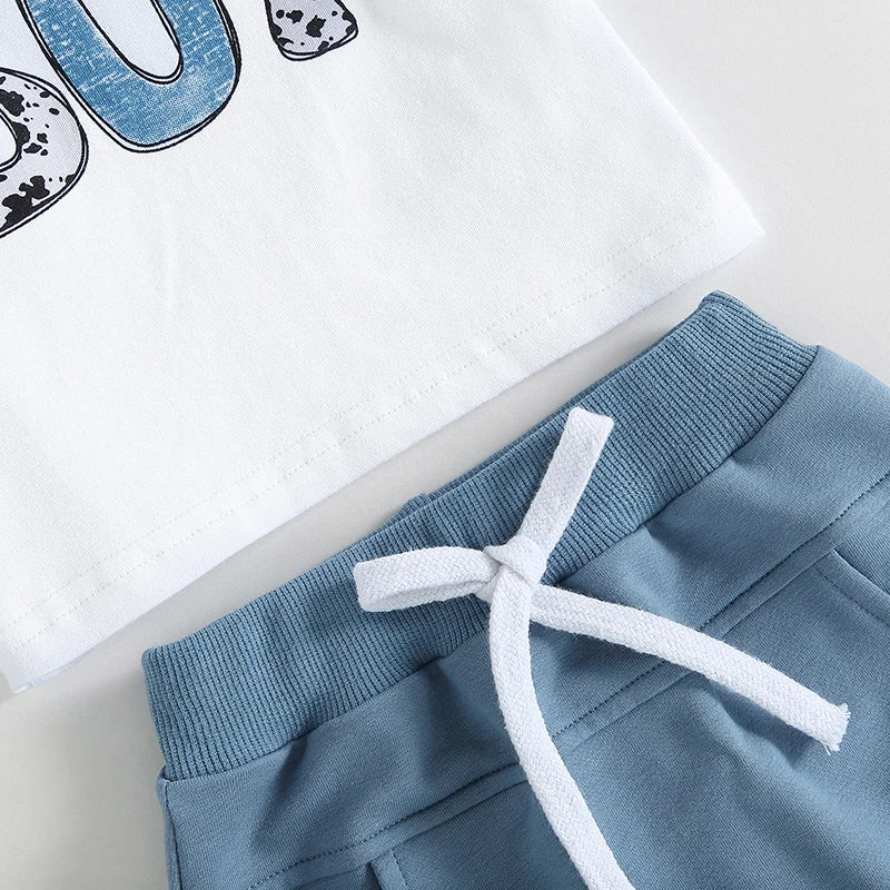 Toddler Boys Summer Outfit Set: Short Sleeve Tee & Shorts