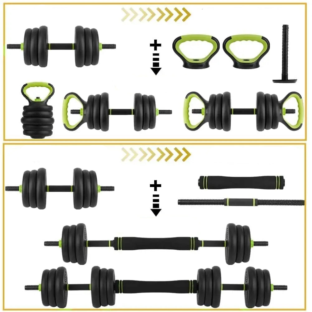 Adjustable 4-in-1 Weight Set: Dumbbell, Barbell & Kettlebell