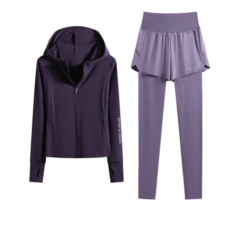 Women's Gym Sets: High-Waisted Leggings & Jacket