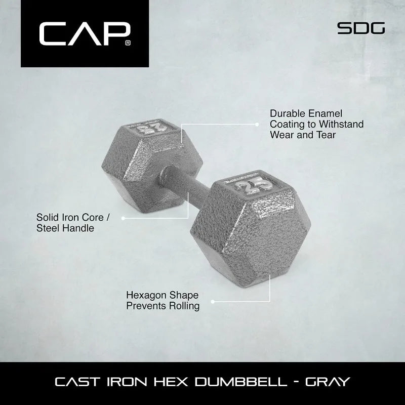 Gray/Black Cast Iron Dumbbells for Strength Training