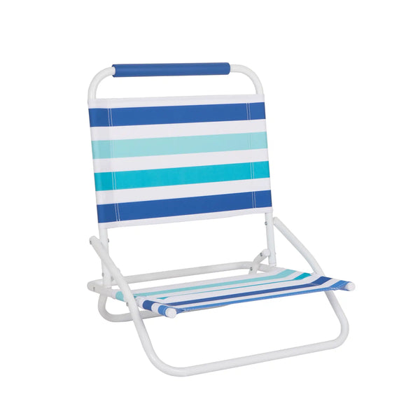 Folding Beach Chair Blue & Teal Stripe