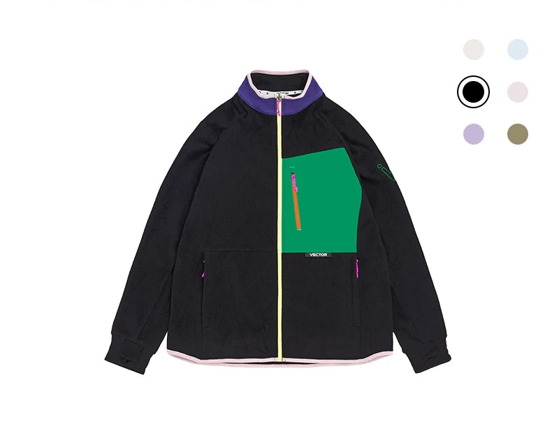 VECTOR Fleece Jacket Woman Autumn Winter Warm Coats Men Clothing 2023 Contrast Sleeve Sweatshirt Coats Color Outdoor Jakcets - 24 Hour Sport