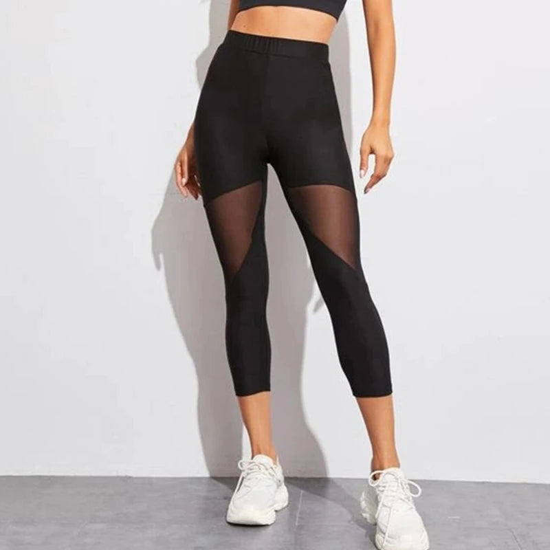 Black Patchwork Leggings for Women