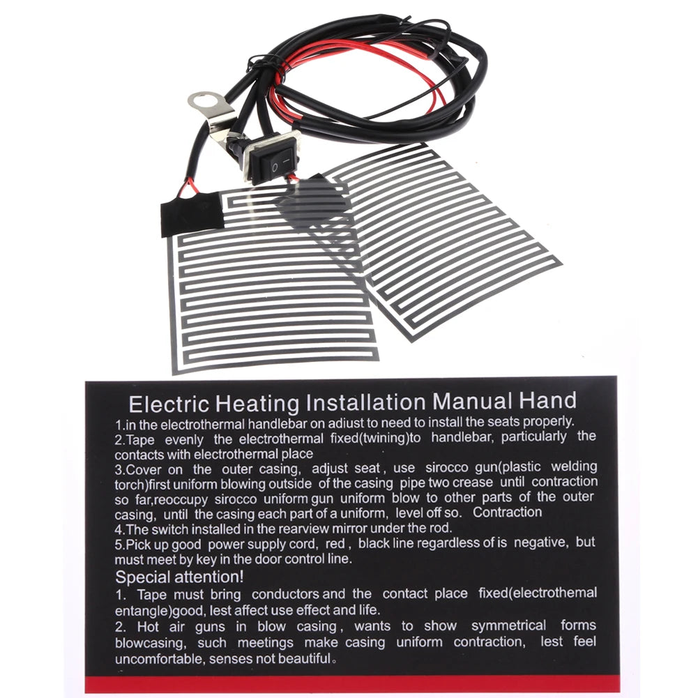 12V Universal Heated Grips  Motorcycle Electric Heating Handle Kit Refit Hand Set Electric Heating Insert Handlebar Pad Warmers 24 Hour Sport